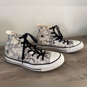 Converse Black and White Floral High-Tops